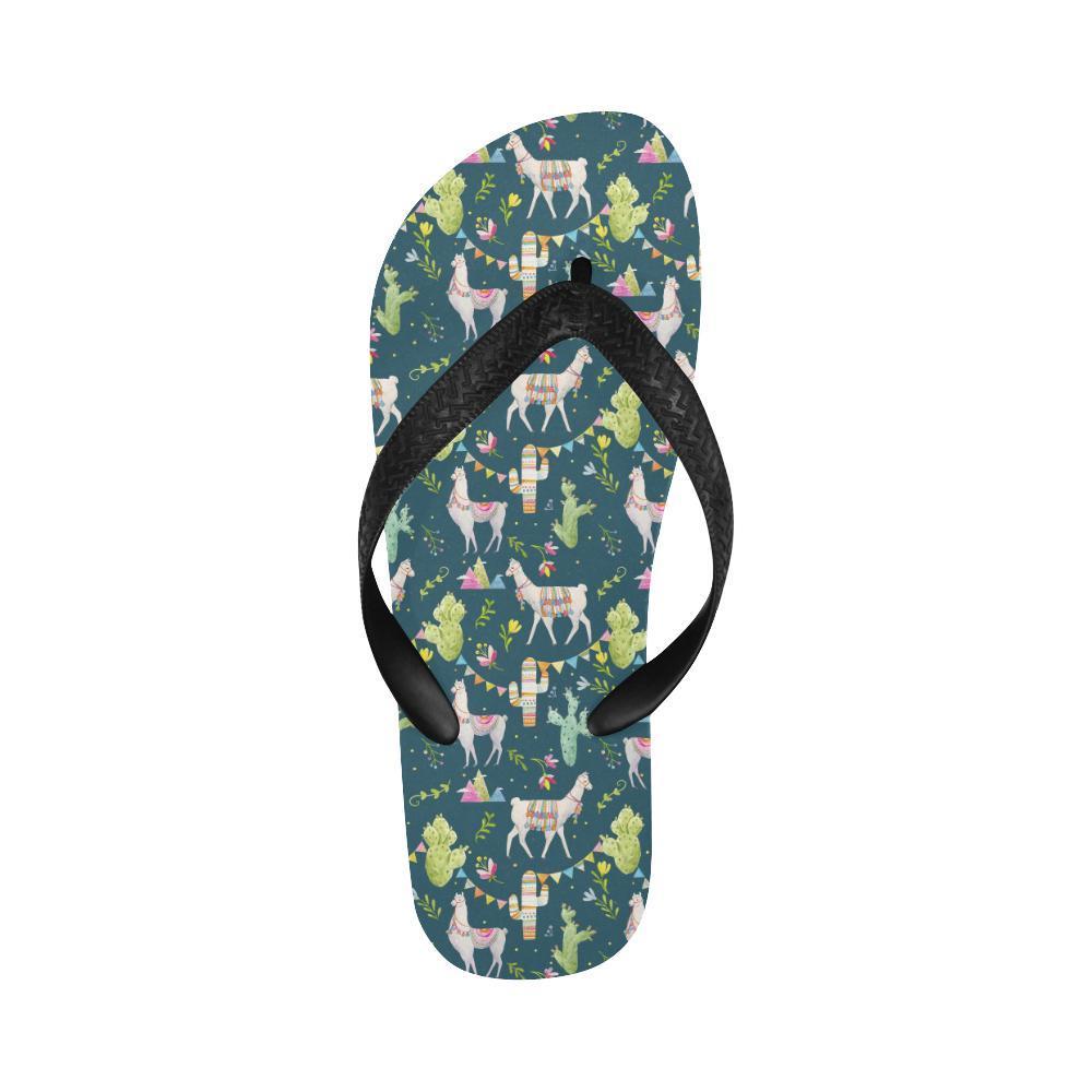 Llama with Cactus Design Print Flip Flops-JTAMIGO.COM