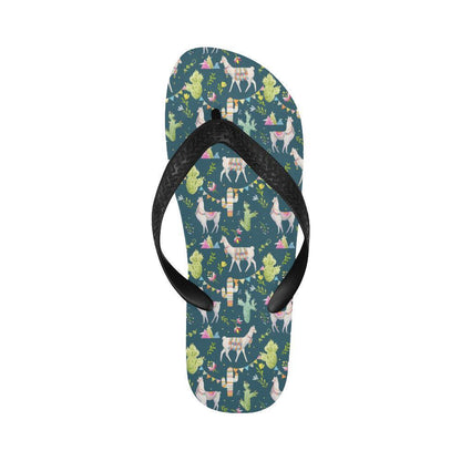 Llama with Cactus Design Print Flip Flops-JTAMIGO.COM
