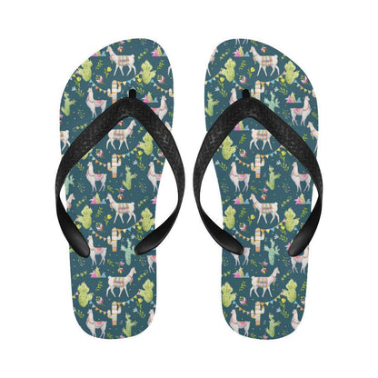 Llama with Cactus Design Print Flip Flops-JTAMIGO.COM
