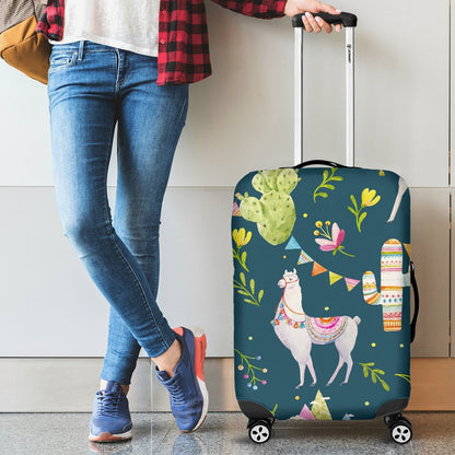 Llama with Cactus Design Print Luggage Cover Protector