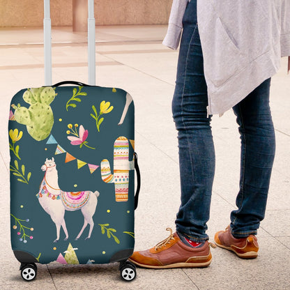 Llama with Cactus Design Print Luggage Cover Protector