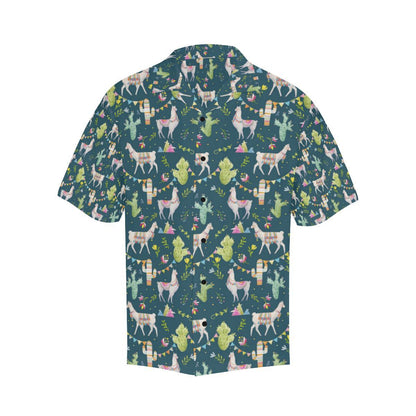 Llama with Cactus Design Print Men Aloha Hawaiian Shirt
