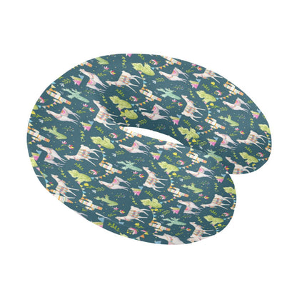 Llama with Cactus Design Print U-Shaped Travel Neck Pillow-JTAMIGO.COM