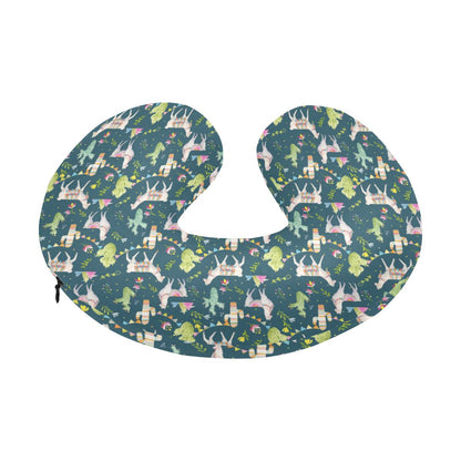 Llama with Cactus Design Print U-Shaped Travel Neck Pillow-JTAMIGO.COM