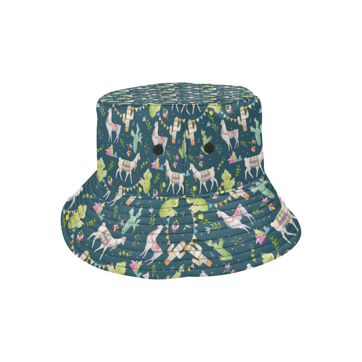 Llama with Cactus Design Print Unisex Bucket Hat