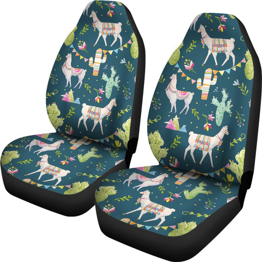 Llama with Cactus Design Print Universal Fit Car Seat Covers