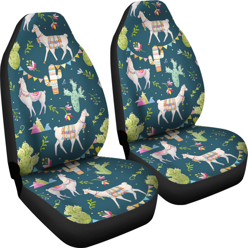 Llama with Cactus Design Print Universal Fit Car Seat Covers