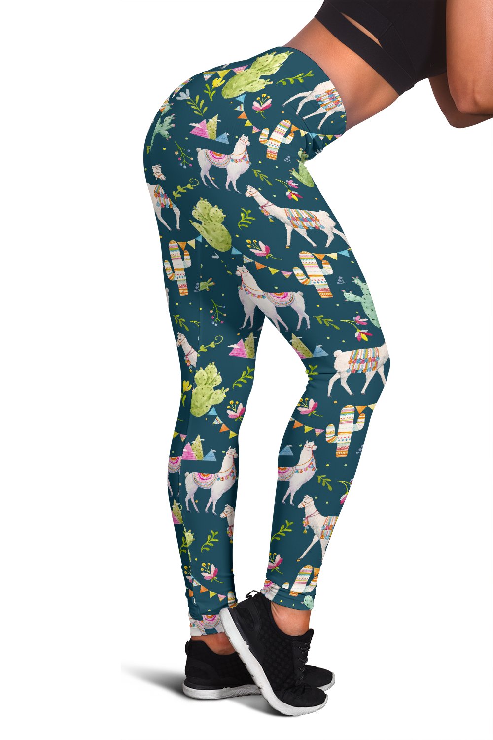 Llama with Cactus Design Print Women Leggings