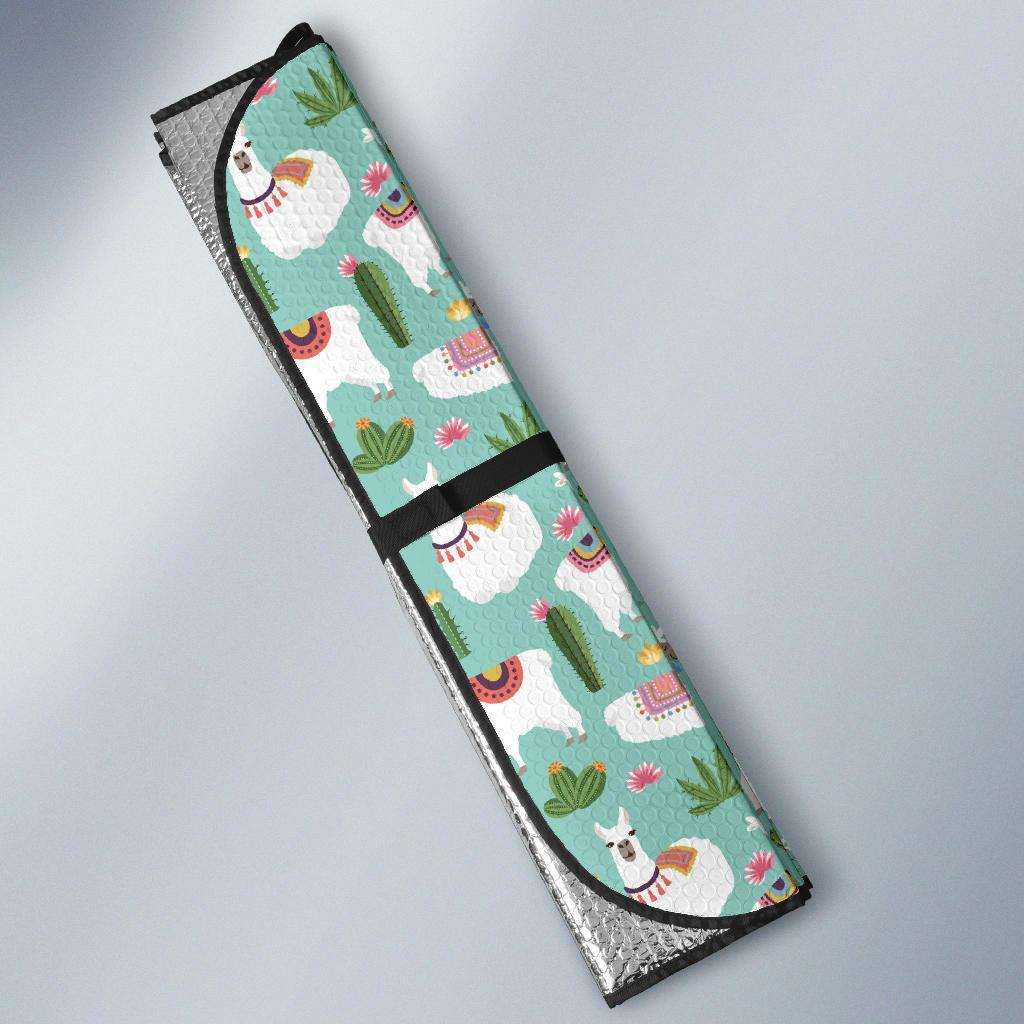Llama with Cactus Themed Print Car Sun Shade For Windshield