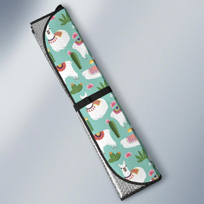 Llama with Cactus Themed Print Car Sun Shade For Windshield