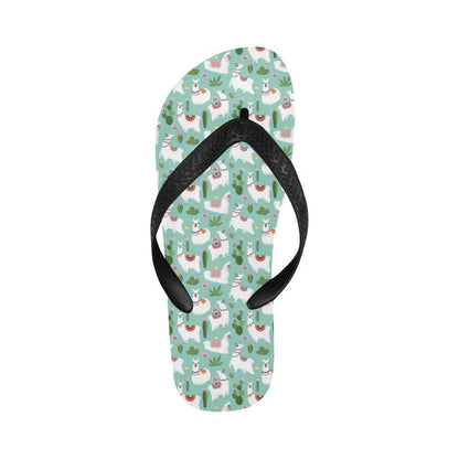 Llama with Cactus Themed Print Flip Flops-JTAMIGO.COM