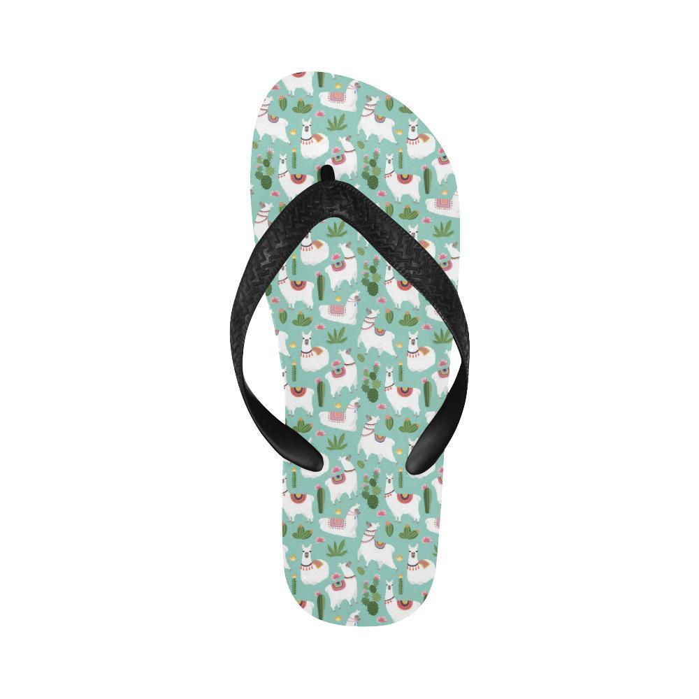Llama with Cactus Themed Print Flip Flops-JTAMIGO.COM