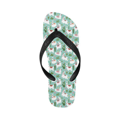 Llama with Cactus Themed Print Flip Flops-JTAMIGO.COM