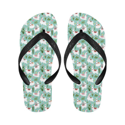 Llama with Cactus Themed Print Flip Flops-JTAMIGO.COM