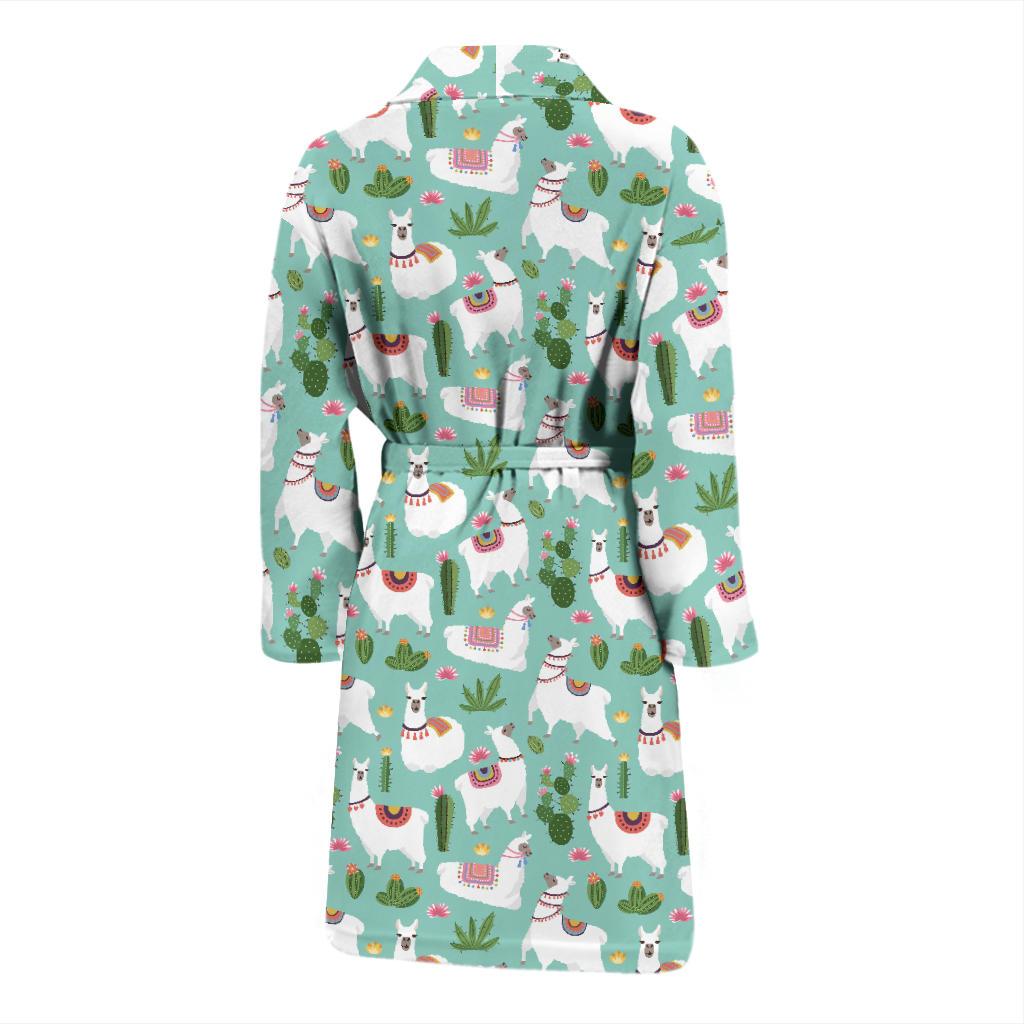 Llama with Cactus Themed Print Men Bath Robe-JTAMIGO.COM