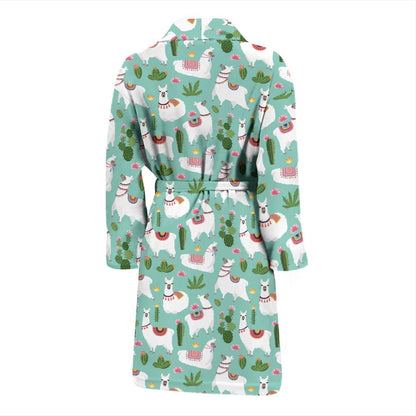 Llama with Cactus Themed Print Men Bath Robe-JTAMIGO.COM
