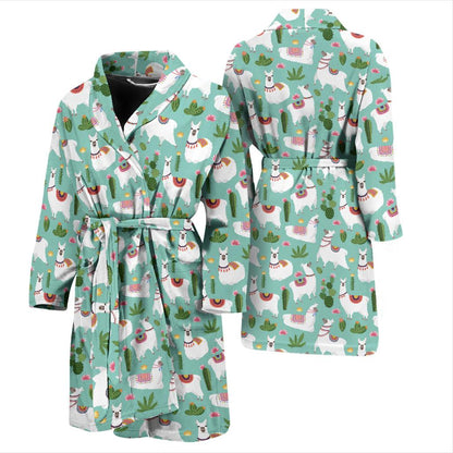 Llama with Cactus Themed Print Men Bath Robe-JTAMIGO.COM