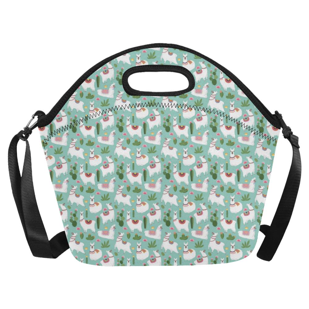 Llama with Cactus Themed Print Neoprene Lunch Bag (Model 1669)(Large)-JTAMIGO.COM