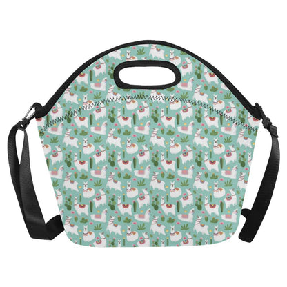 Llama with Cactus Themed Print Neoprene Lunch Bag (Model 1669)(Large)-JTAMIGO.COM