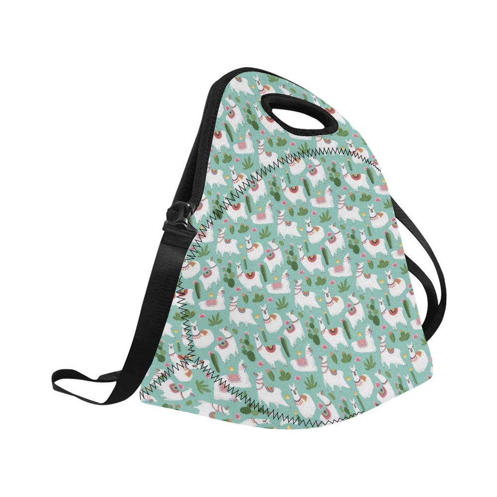 Llama with Cactus Themed Print Neoprene Lunch Bag (Model 1669)(Large)-JTAMIGO.COM