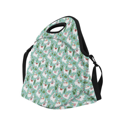 Llama with Cactus Themed Print Neoprene Lunch Bag (Model 1669)(Large)-JTAMIGO.COM