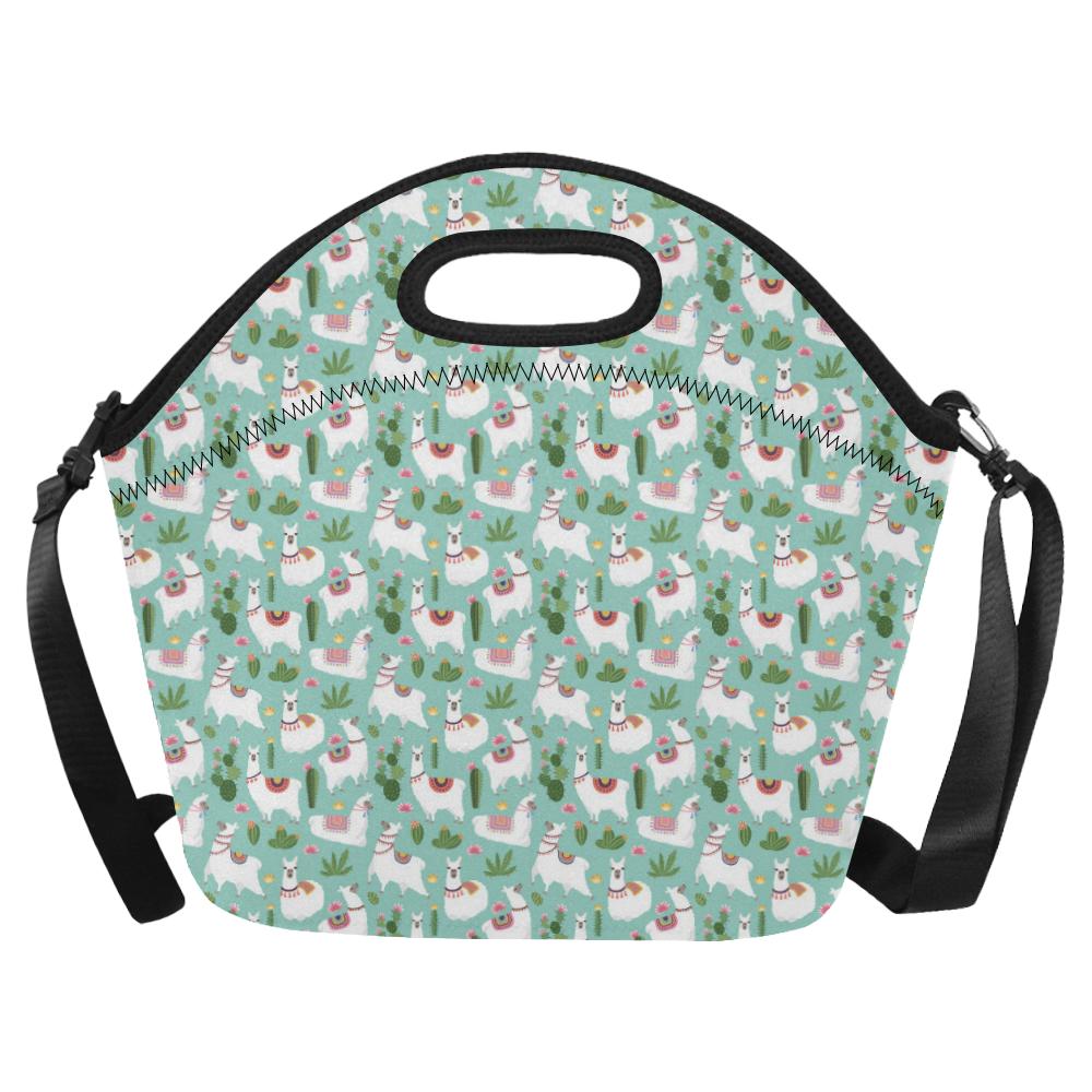 Llama with Cactus Themed Print Neoprene Lunch Bag (Model 1669)(Large)-JTAMIGO.COM