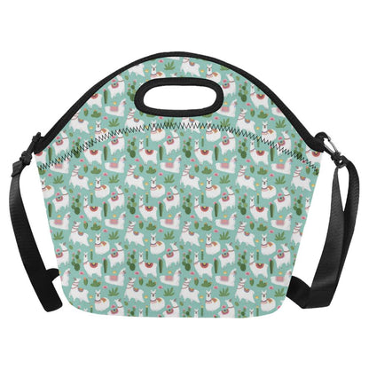 Llama with Cactus Themed Print Neoprene Lunch Bag (Model 1669)(Large)-JTAMIGO.COM
