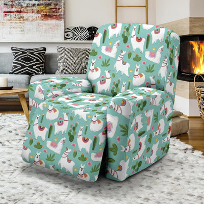 Llama with Cactus Themed Print Recliner Slipcover-JTAMIGO.COM