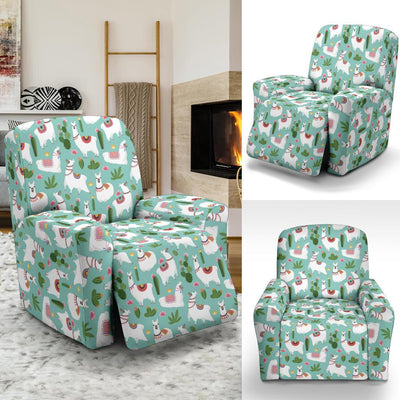 Llama with Cactus Themed Print Recliner Slipcover-JTAMIGO.COM