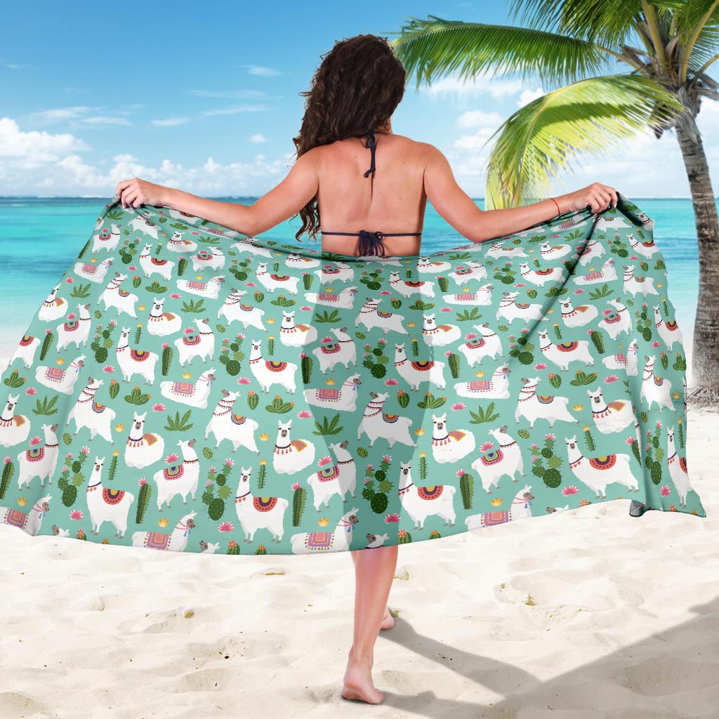 Llama with Cactus Themed Print Sarong Pareo Wrap