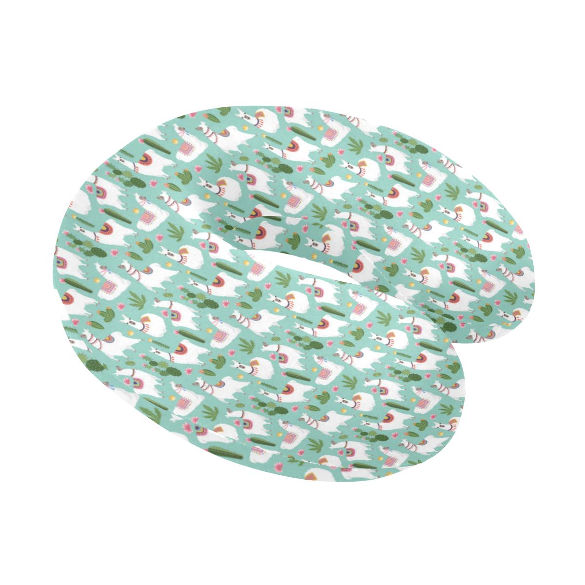 Llama with Cactus Themed Print U-Shaped Travel Neck Pillow-JTAMIGO.COM