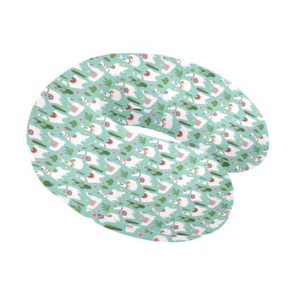 Llama with Cactus Themed Print U-Shaped Travel Neck Pillow-JTAMIGO.COM