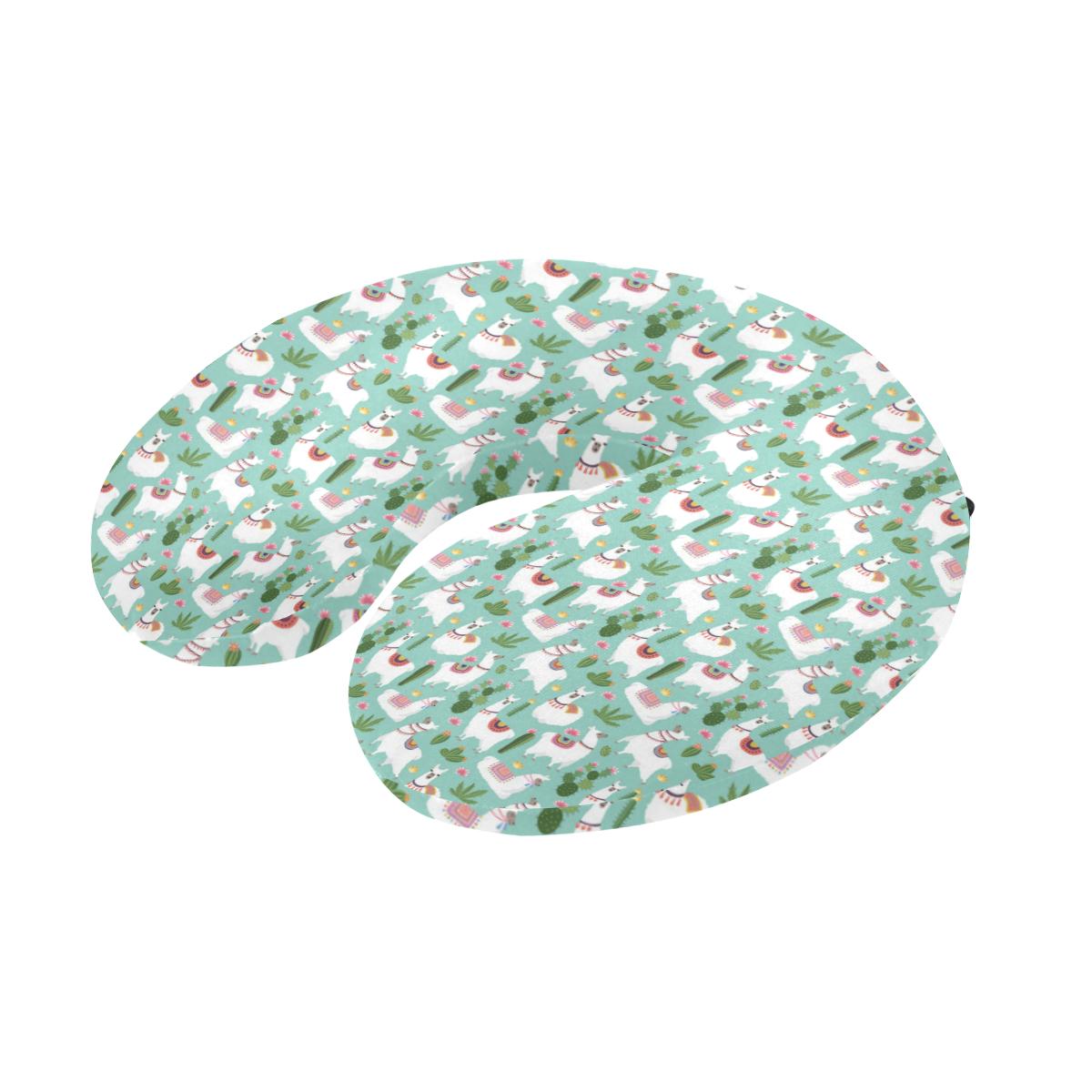 Llama with Cactus Themed Print U-Shaped Travel Neck Pillow-JTAMIGO.COM
