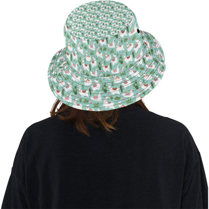 Llama with Cactus Themed Print Unisex Bucket Hat