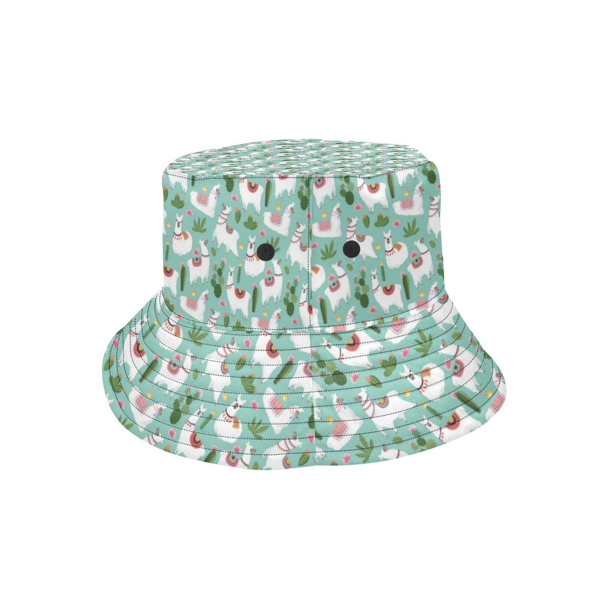 Llama with Cactus Themed Print Unisex Bucket Hat