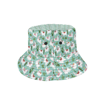 Llama with Cactus Themed Print Unisex Bucket Hat