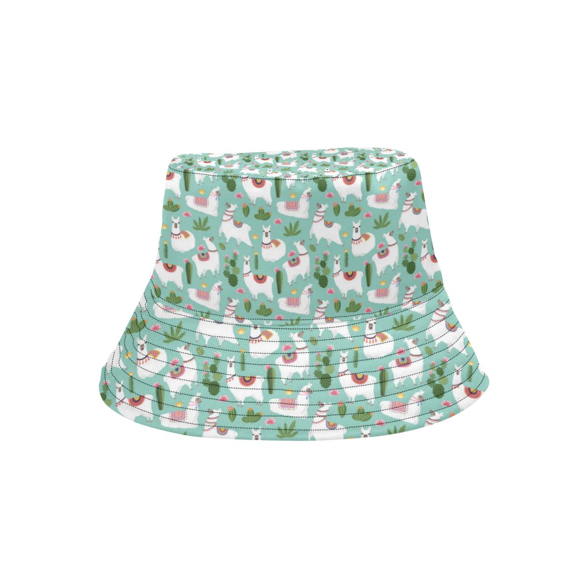 Llama with Cactus Themed Print Unisex Bucket Hat