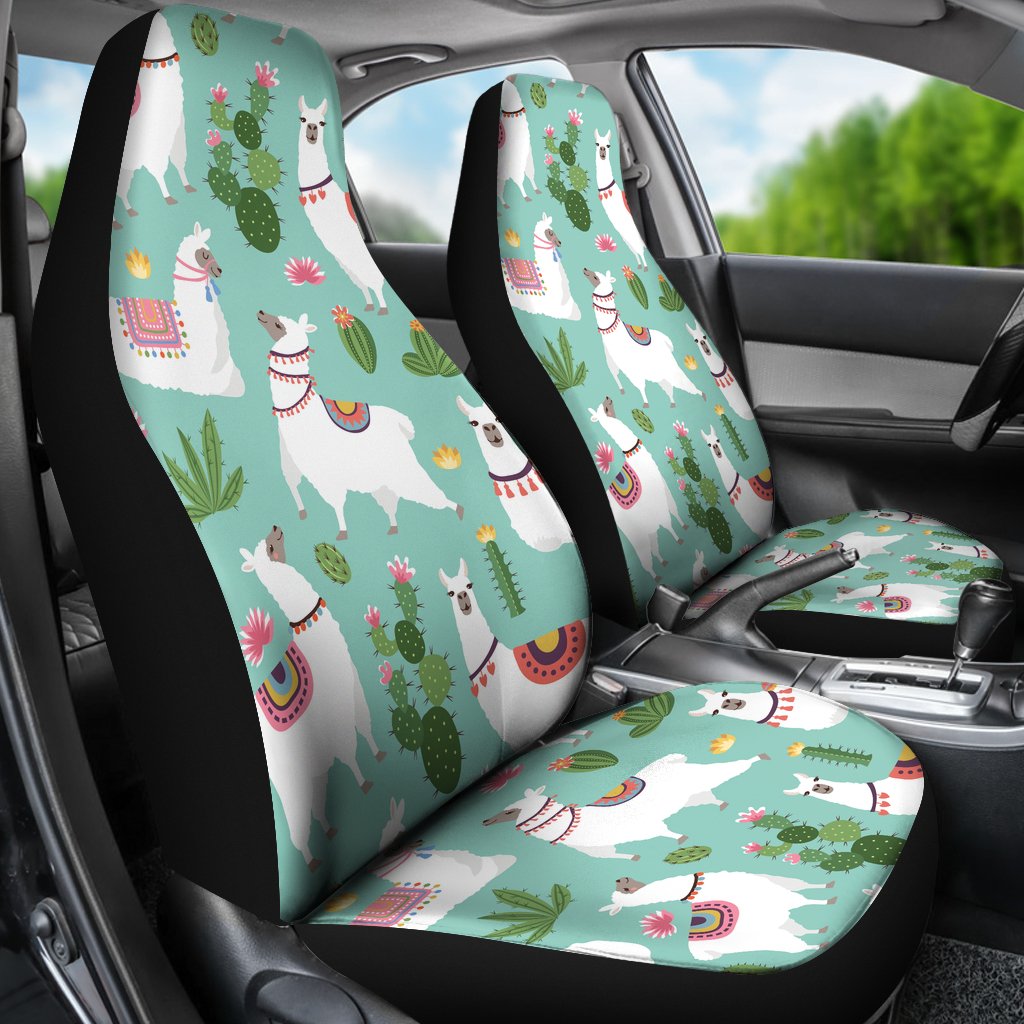 Llama with Cactus Themed Print Universal Fit Car Seat Covers