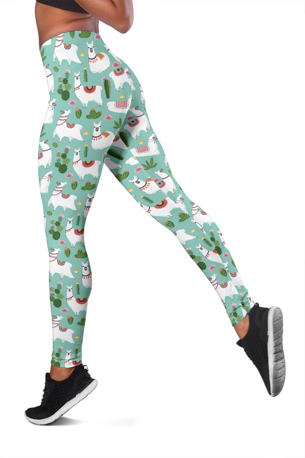 Llama with Cactus Themed Print Women Leggings