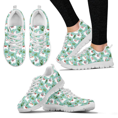 Llama With Cactus Themed Print Women Sneakers Shoes