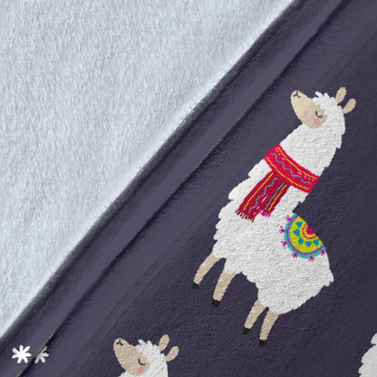 Llama With Candy Cane Themed Print Fleece Blanket