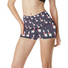 Llama with Candy Cane Themed Print High Waisted Spandex Shorts-JTAMIGO.COM