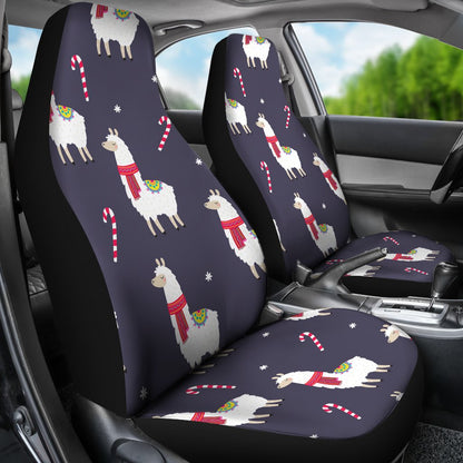 Llama with Candy Cane Themed Print Universal Fit Car Seat Covers