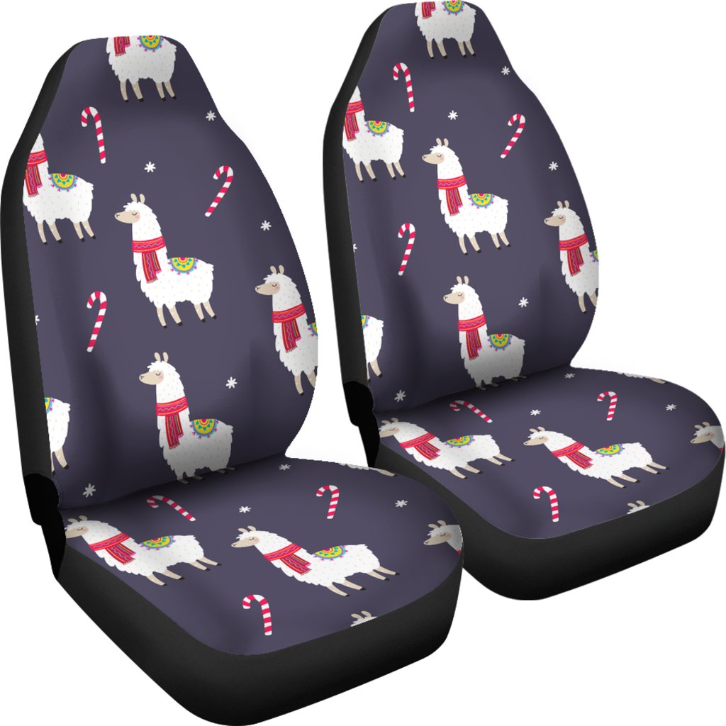 Llama with Candy Cane Themed Print Universal Fit Car Seat Covers