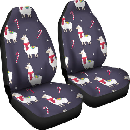 Llama with Candy Cane Themed Print Universal Fit Car Seat Covers