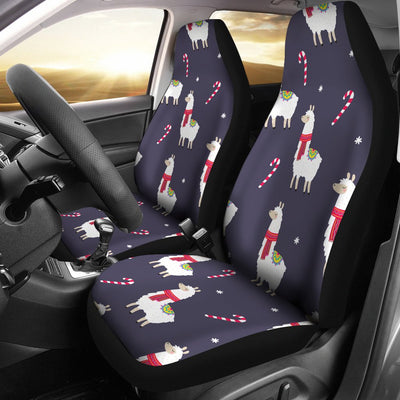 Llama with Candy Cane Themed Print Universal Fit Car Seat Covers