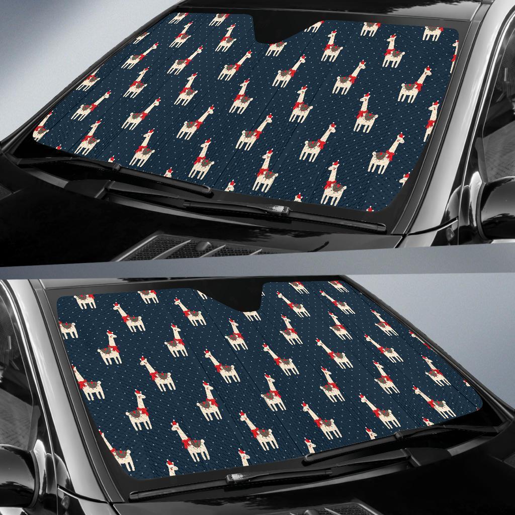 Llama with Polka Dot Themed Print Car Sun Shade For Windshield