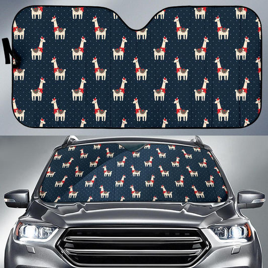 Llama with Polka Dot Themed Print Car Sun Shade For Windshield