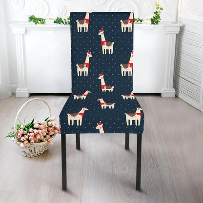 Llama with Polka Dot Themed Print Dining Chair Slipcover-JTAMIGO.COM
