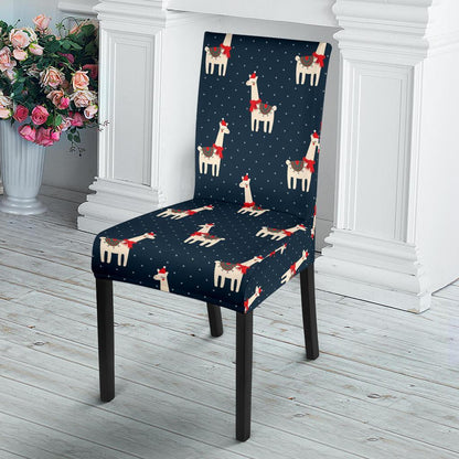 Llama with Polka Dot Themed Print Dining Chair Slipcover-JTAMIGO.COM